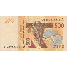 (580) ** PN119A Ivory Coast 500 Francs Year 2021